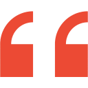 Red quotation marks on black background.