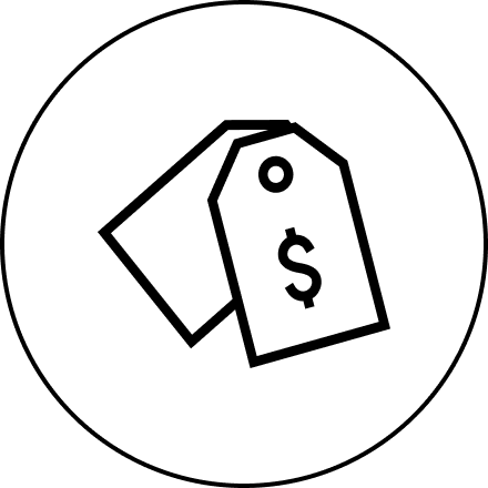 Price tag icon with dollar sign.